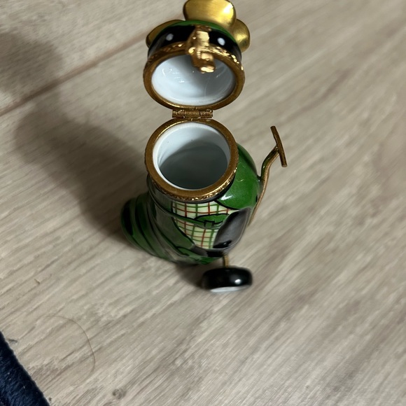 Limoges France Trinket Box Green Porcelain Golf Bag w/Clubs. No chips/cracks. - Picture 8 of 8